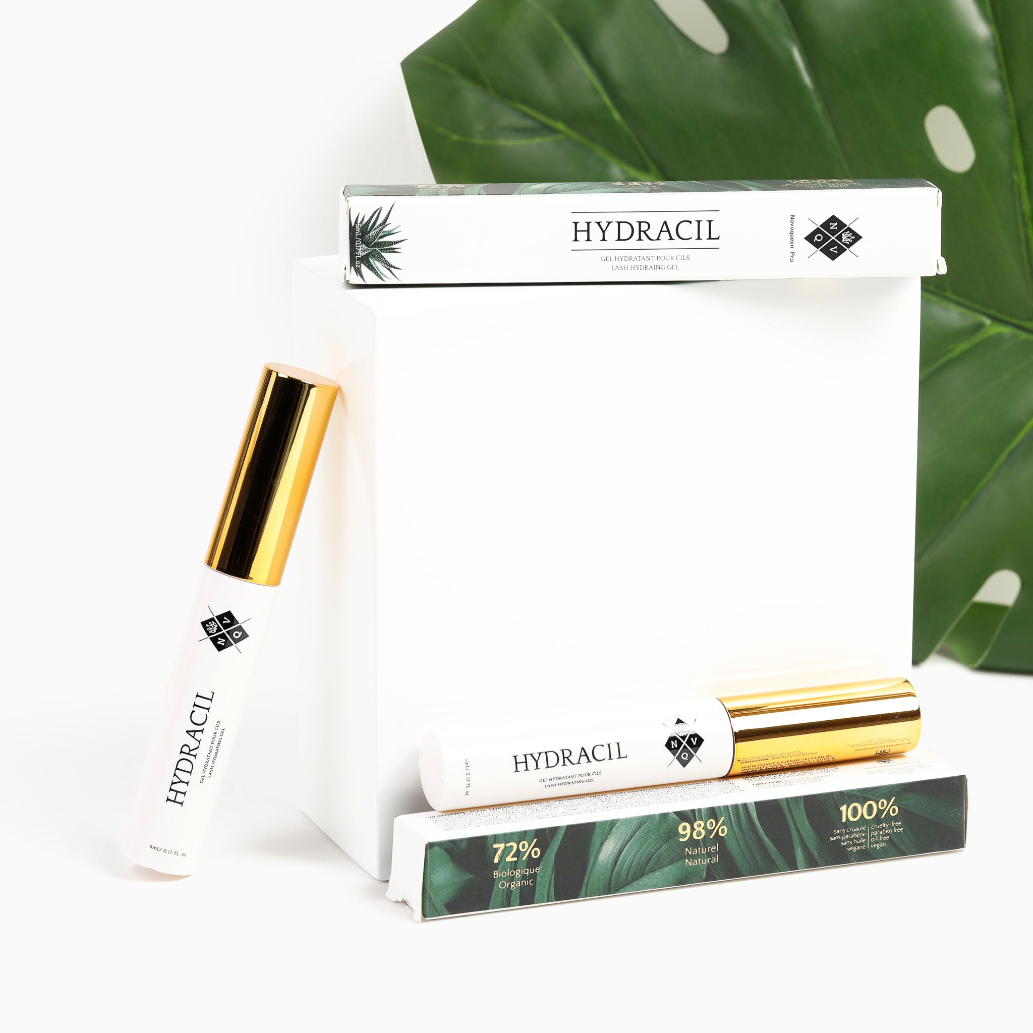 Hydracil - Sérum Gel Hydratant double action et biologique pour cils et sourcils - Compatible avec les extensions de cils - Ingrédients naturels et biologiques | Hydracil - Organic dual-action hydrating gel serum for lashes and brows - Compatible with lash extensions - Enriched with natural and organic ingredients