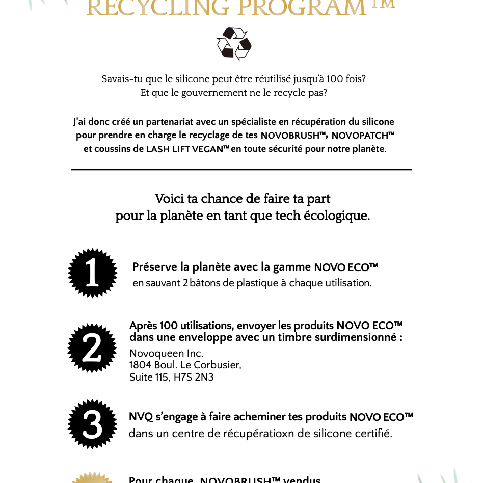 Programme de Recyclage NovoEco - Marque Écologique pour les Techniciennes de Cils -Aidez à Préserver la Planète avec la Gamme NovoEco | NovoEco Recycling Program - Eco-Friendly Brand for Eyelash Technicians - Help Preserve the Planet with the NovoEco Brand 