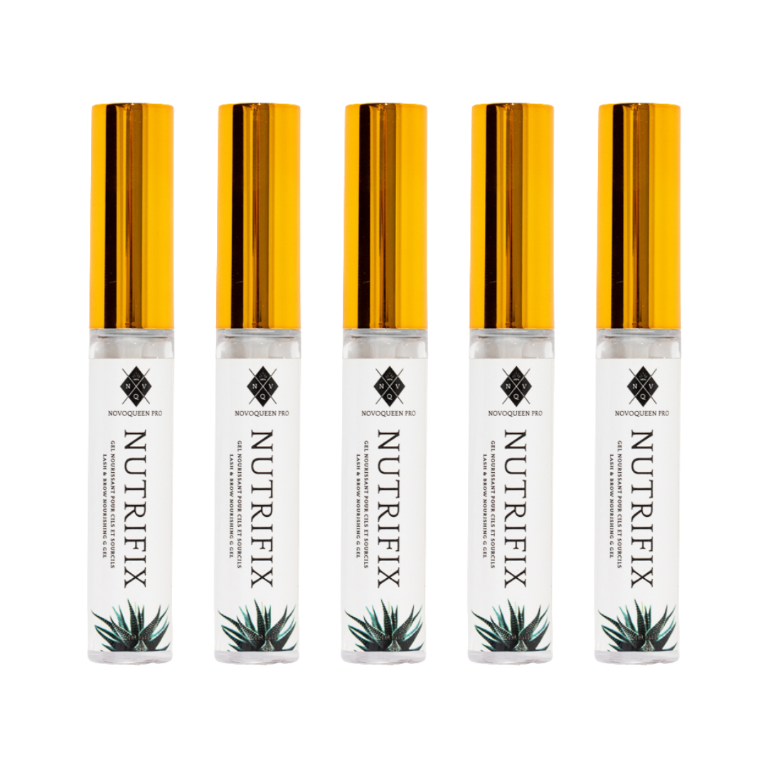 Paquet de Cinq Gel Fixateur Nutrifix pour Cils et Sourcils - Nourrit et Fixe - Pour Extensions Cils, Lash Lift et Tint, Cils, Lifting des Cils Naturels | Pack of Five Nutrifix Fixing Gel for Eyelashes and Eyebrows - Nourishes and Sets -For Eyelash Extensions, Lash Lift and Tint, Natural Lashes